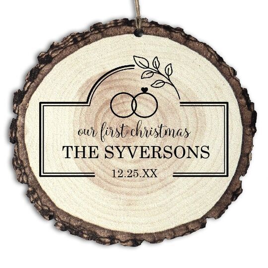 Our First Christmas Faux Wood Ornament